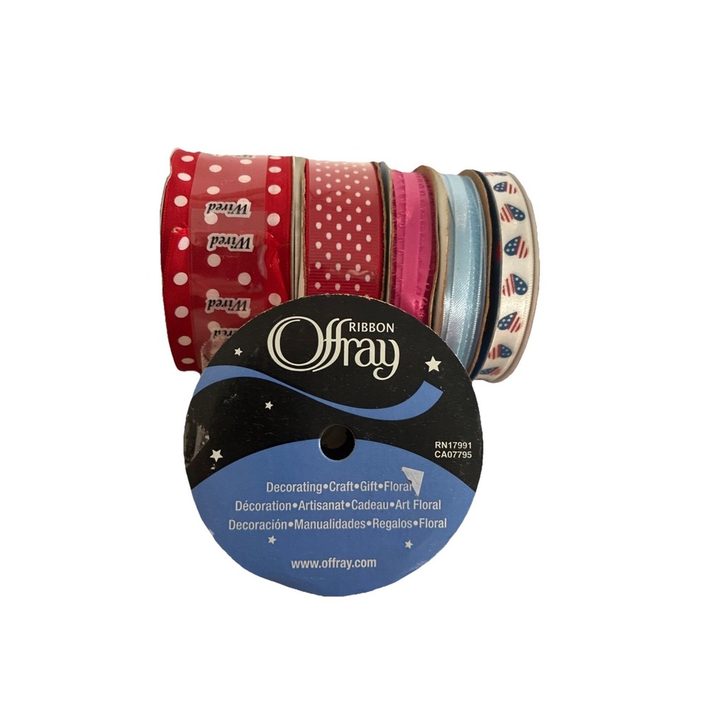 Offray Ribbon Polka Dot Red White Other Ribbons Lot Of 6 NEW